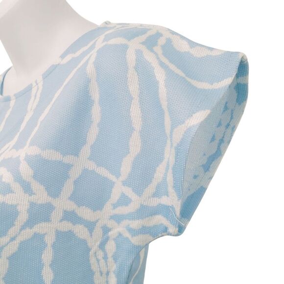 2/$20 Y2K Blue & White Pattern Top Blouse Made in Canada Size: 7/8 - Picture 3 of 8